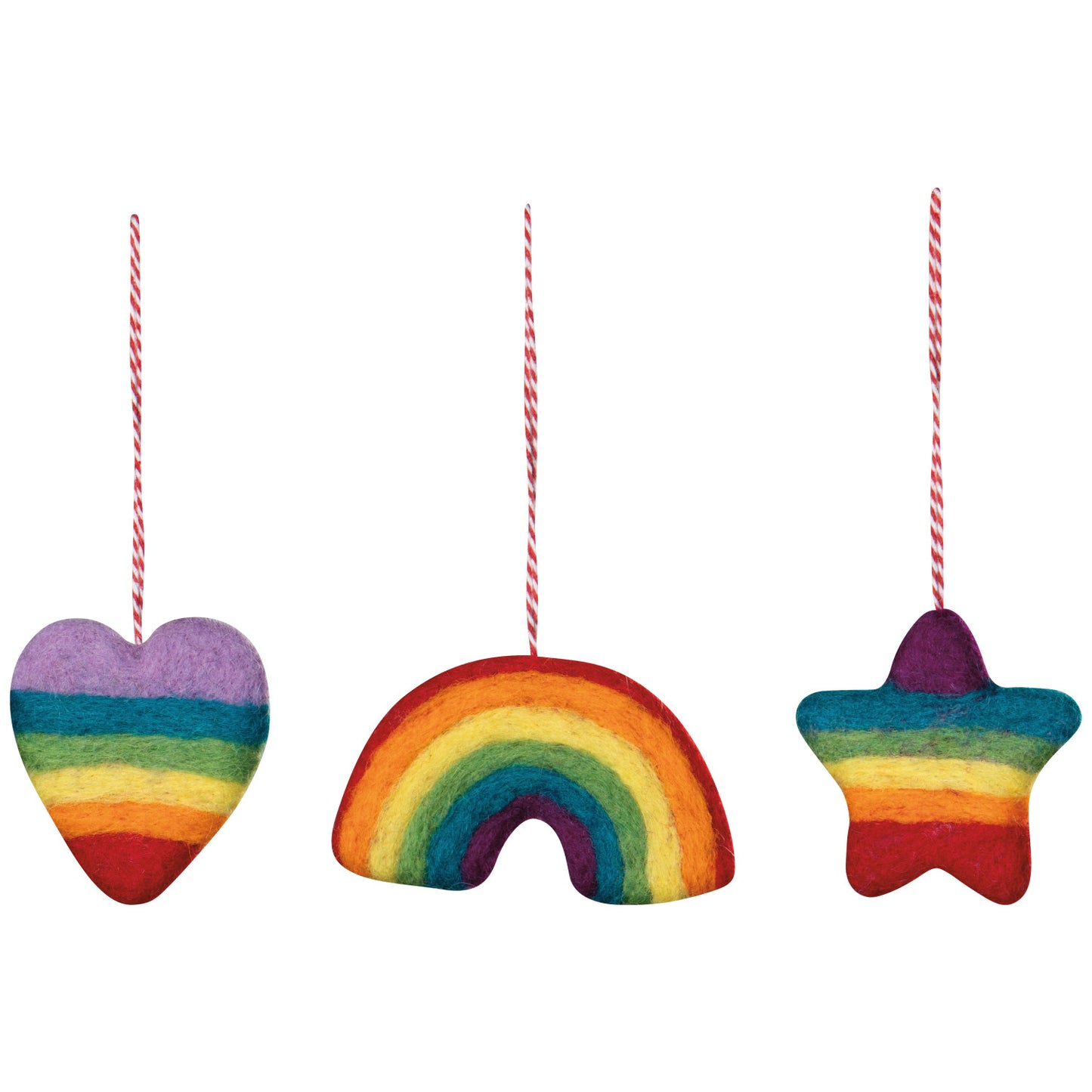 Love is Love Felt Christmas Tree Ornaments - 3 Assorted