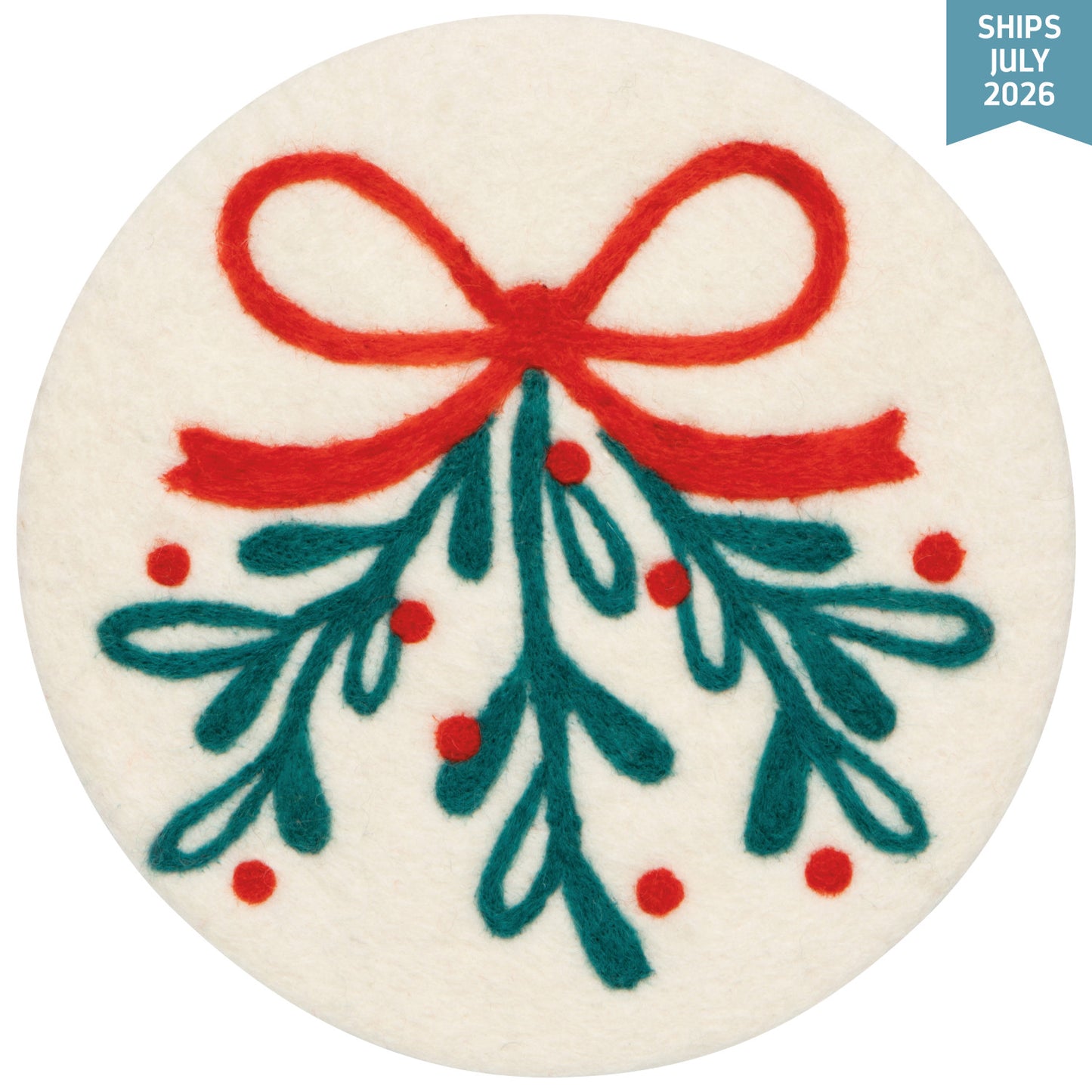 Felt Wool Trivet - Mistletoe Christmas