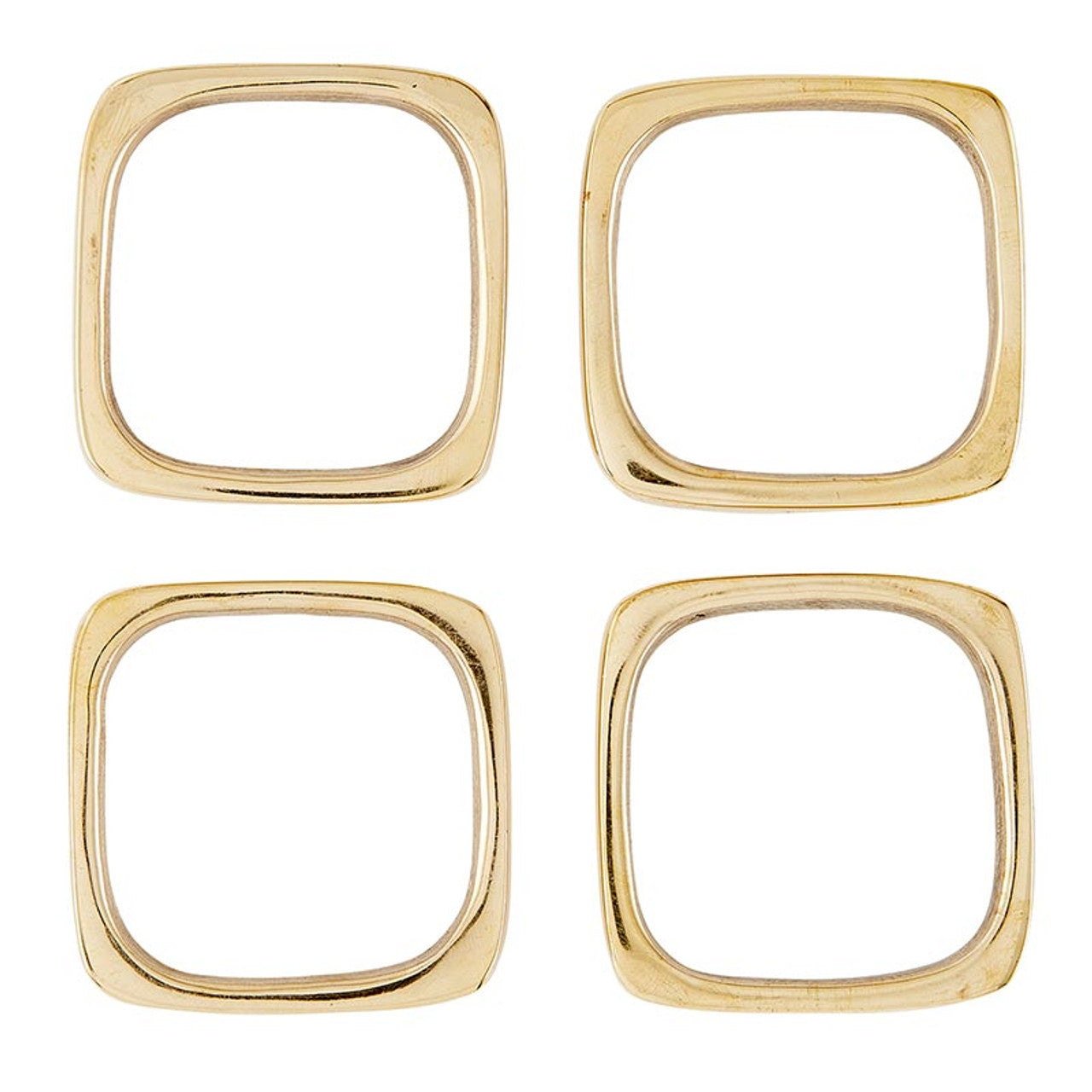 Square Brass Napkin Rings S/4
