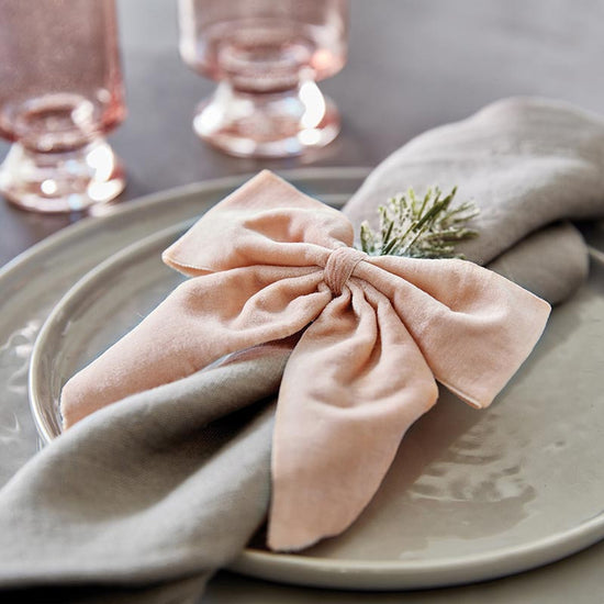 Velvet Bow Napkin Ties - Blush - S/4 (40% off at checkout)