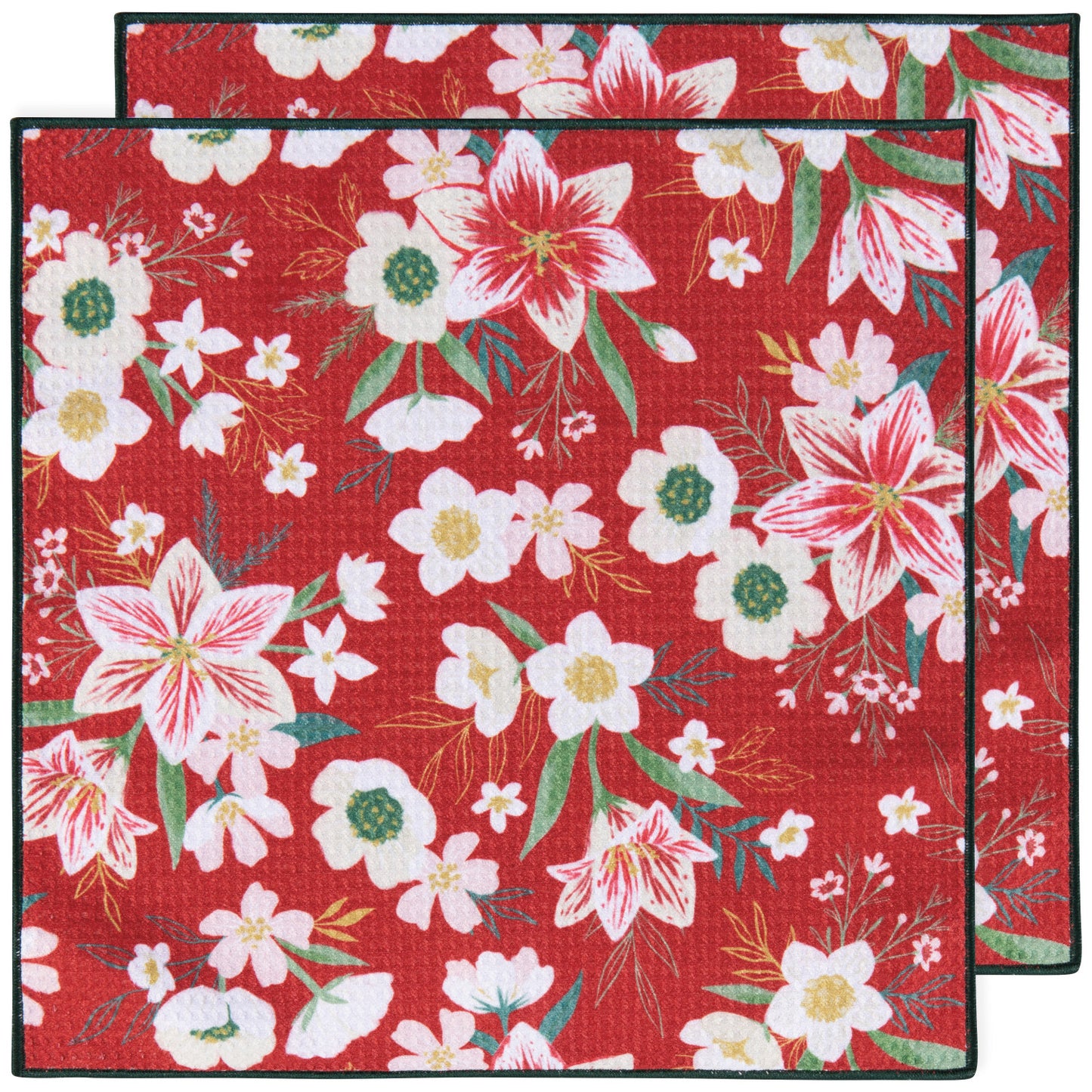 Recycled Microfibre Dishcloth Set/2 - Amaryllis Christmas
