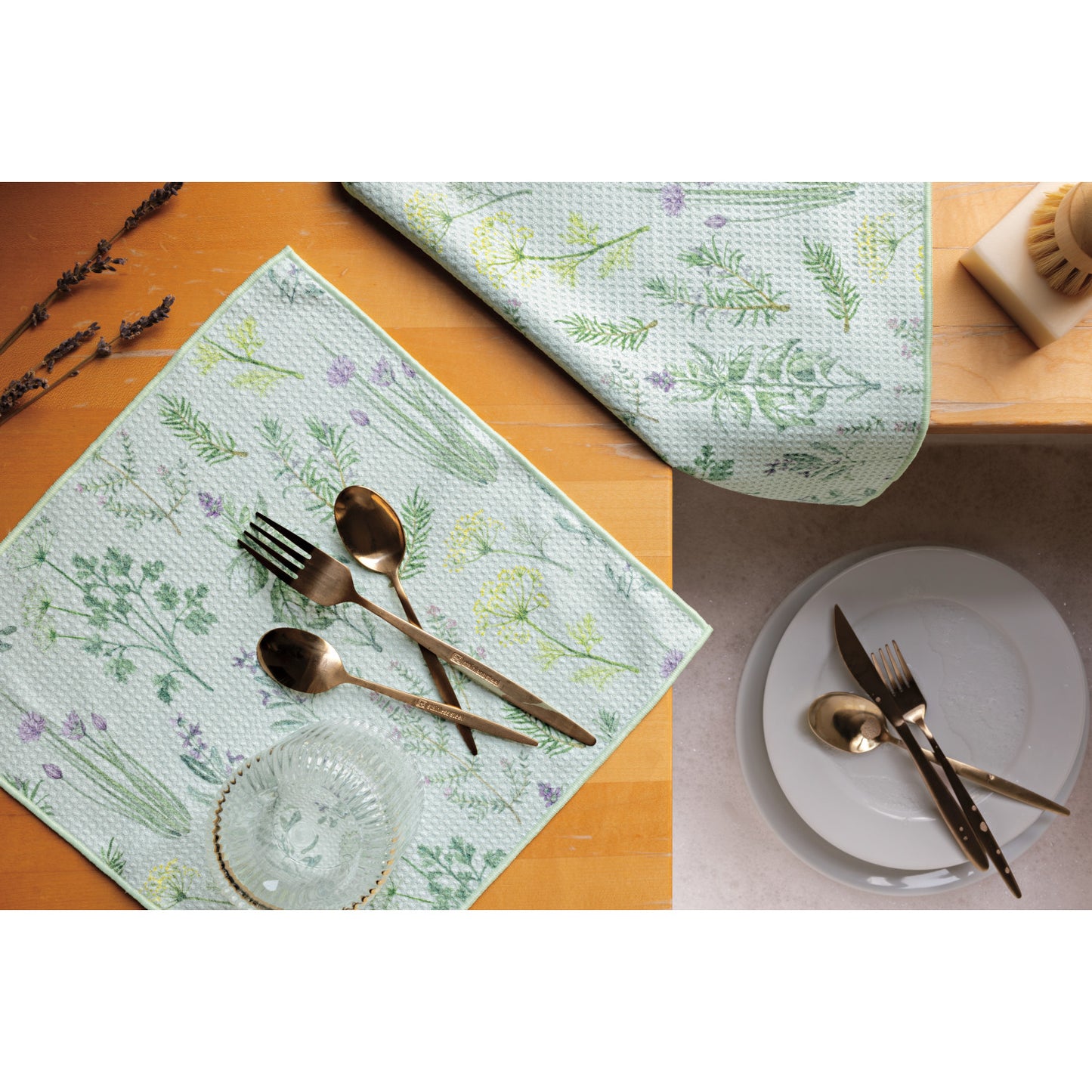 Recycled Microfibre Dishcloth Set/2 - Fresh Herbs