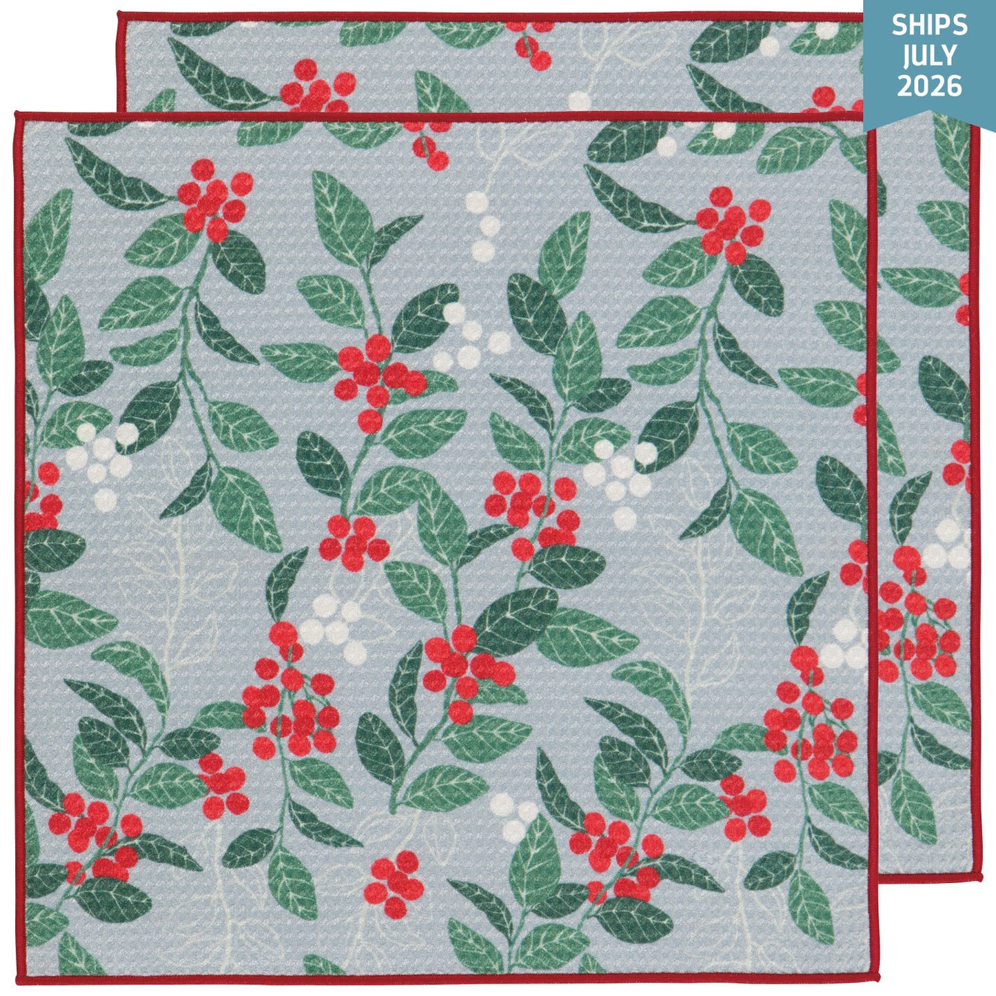 Recycled Microfibre Dishcloth Set/2 - Merry Berry Christmas