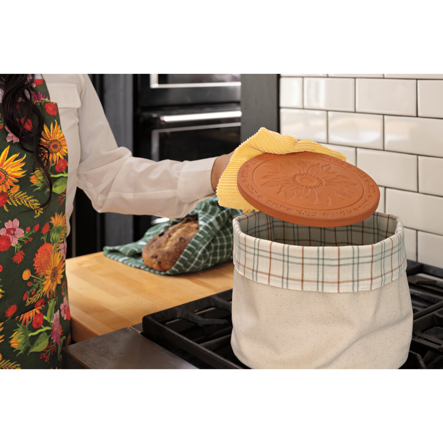 Terracotta Bread Warming Stone - Sunflower Splendor