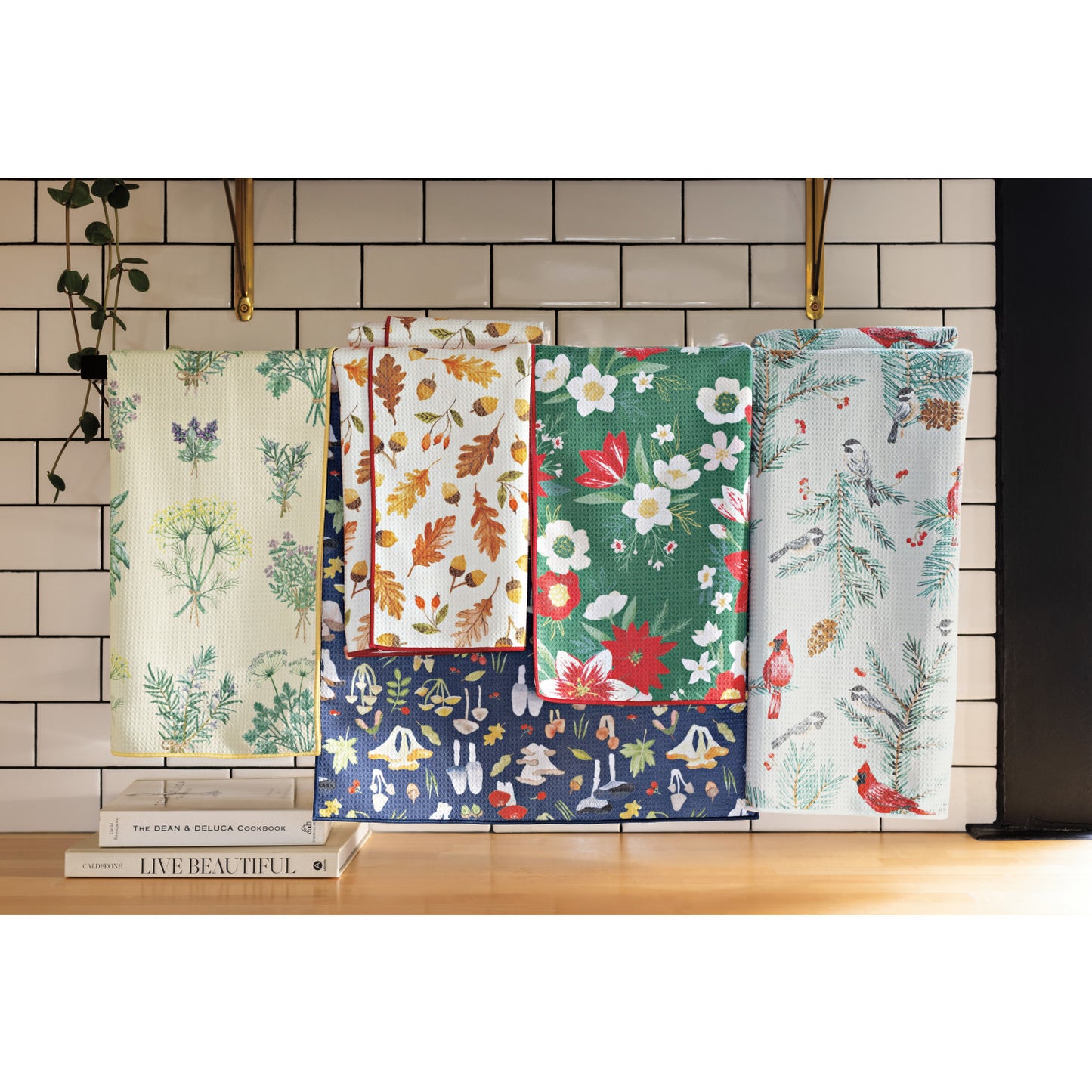 Recycled Microfibre Tea Towel - Birds & Boughs Christmas