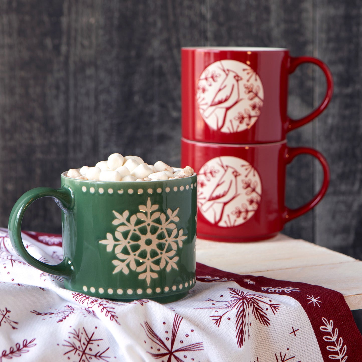 Good Tidings Snowflake Christmas Stacking Mug