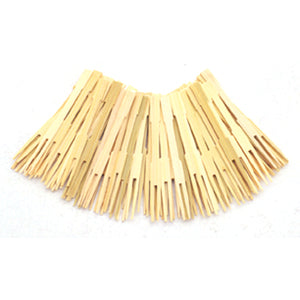 3.5" Two Pronged Bamboo Party Forks