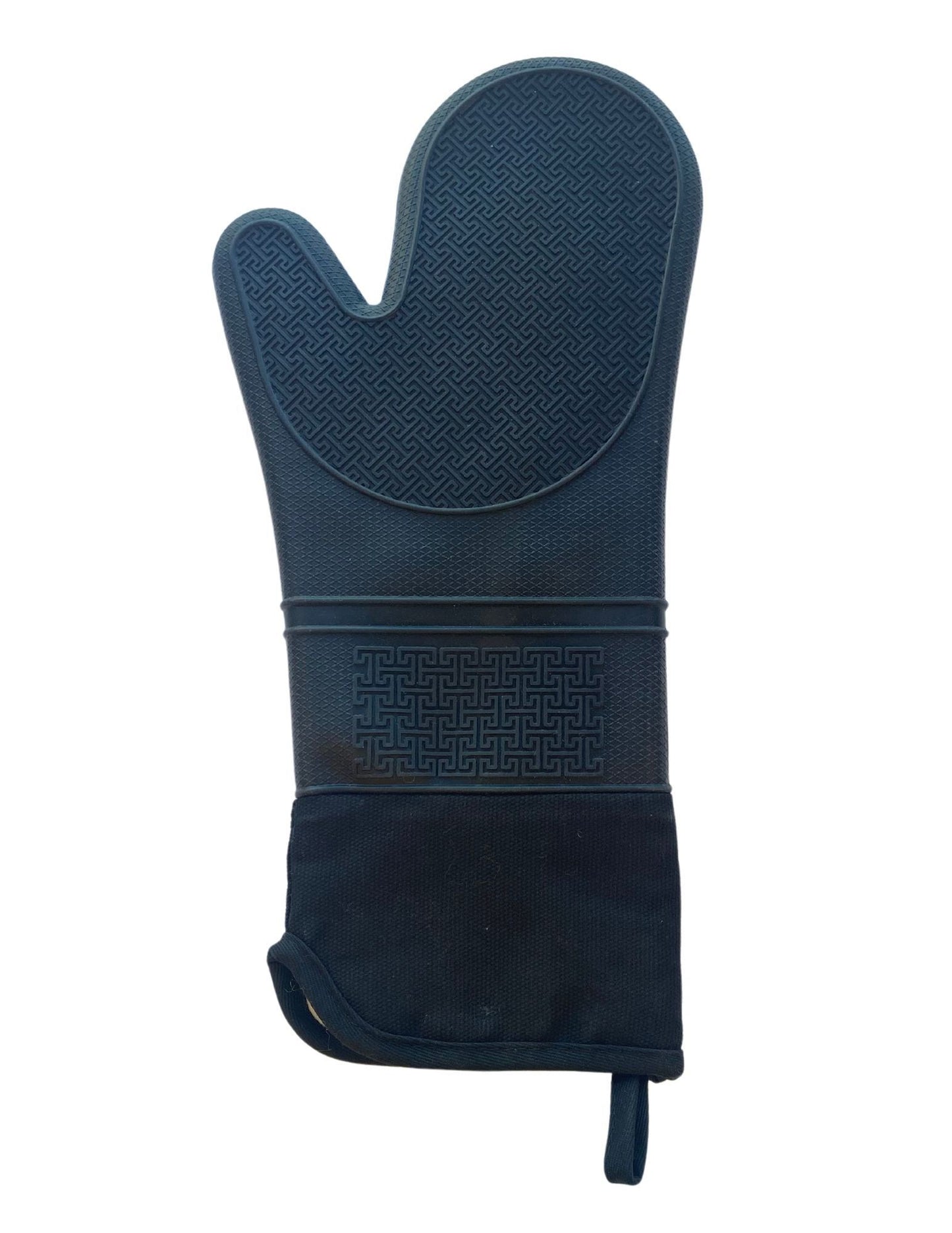 Silicone Oven Mitt Long with Cuff - Black