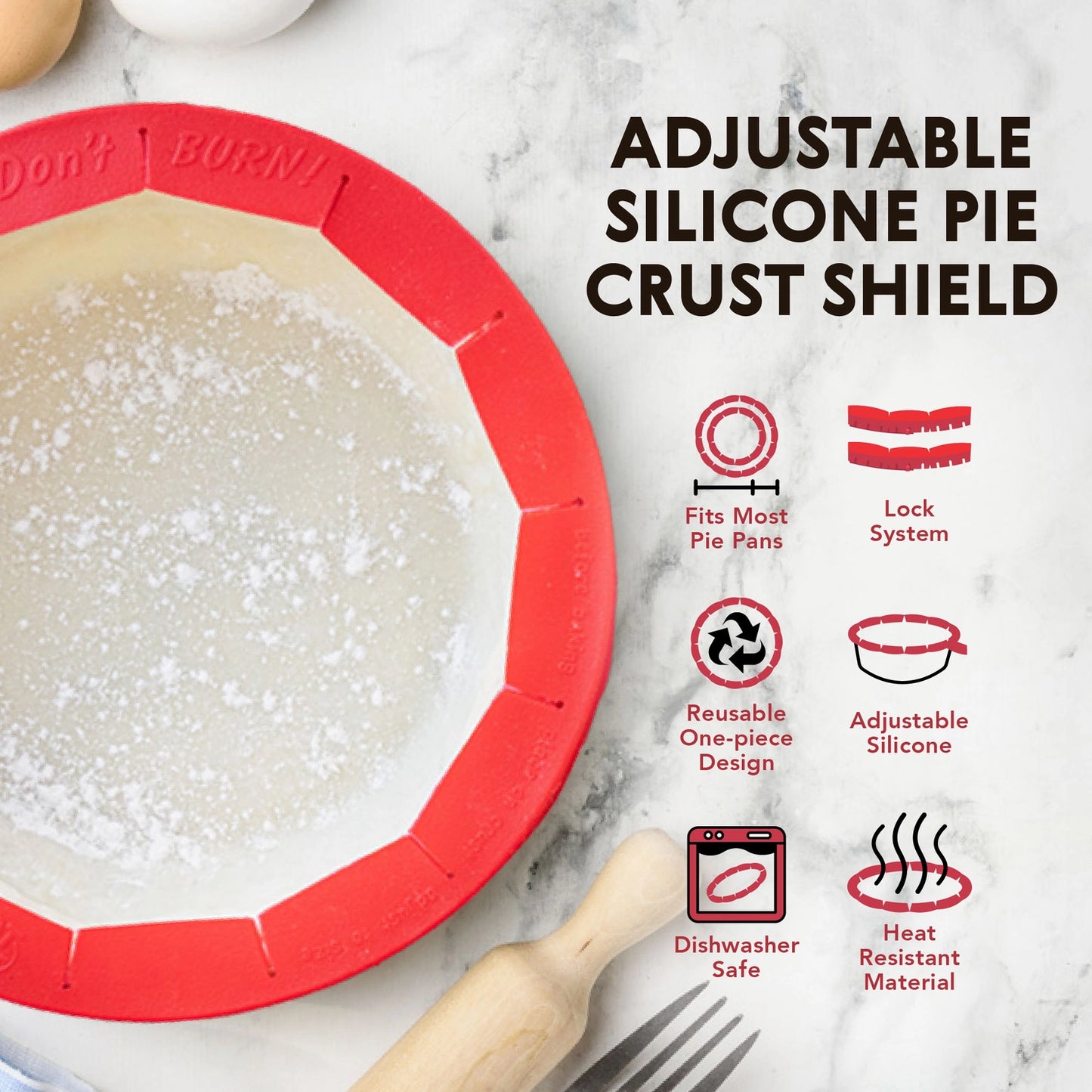 Pie Shell Shield Adjustable Silicone Pie Shield β Maison Cookware + Bakeware