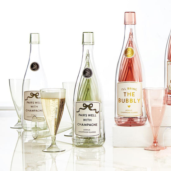 Acrylic Champagne Bottle + Glasses - The Bubbly