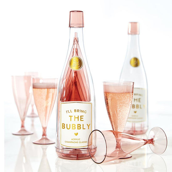 Acrylic Champagne Bottle + Glasses - The Bubbly