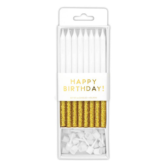 Birthday Candles - Gold Glitter Dip Count/24