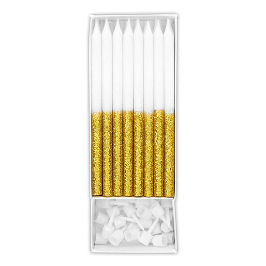 Birthday Candles - Gold Glitter Dip Count/24