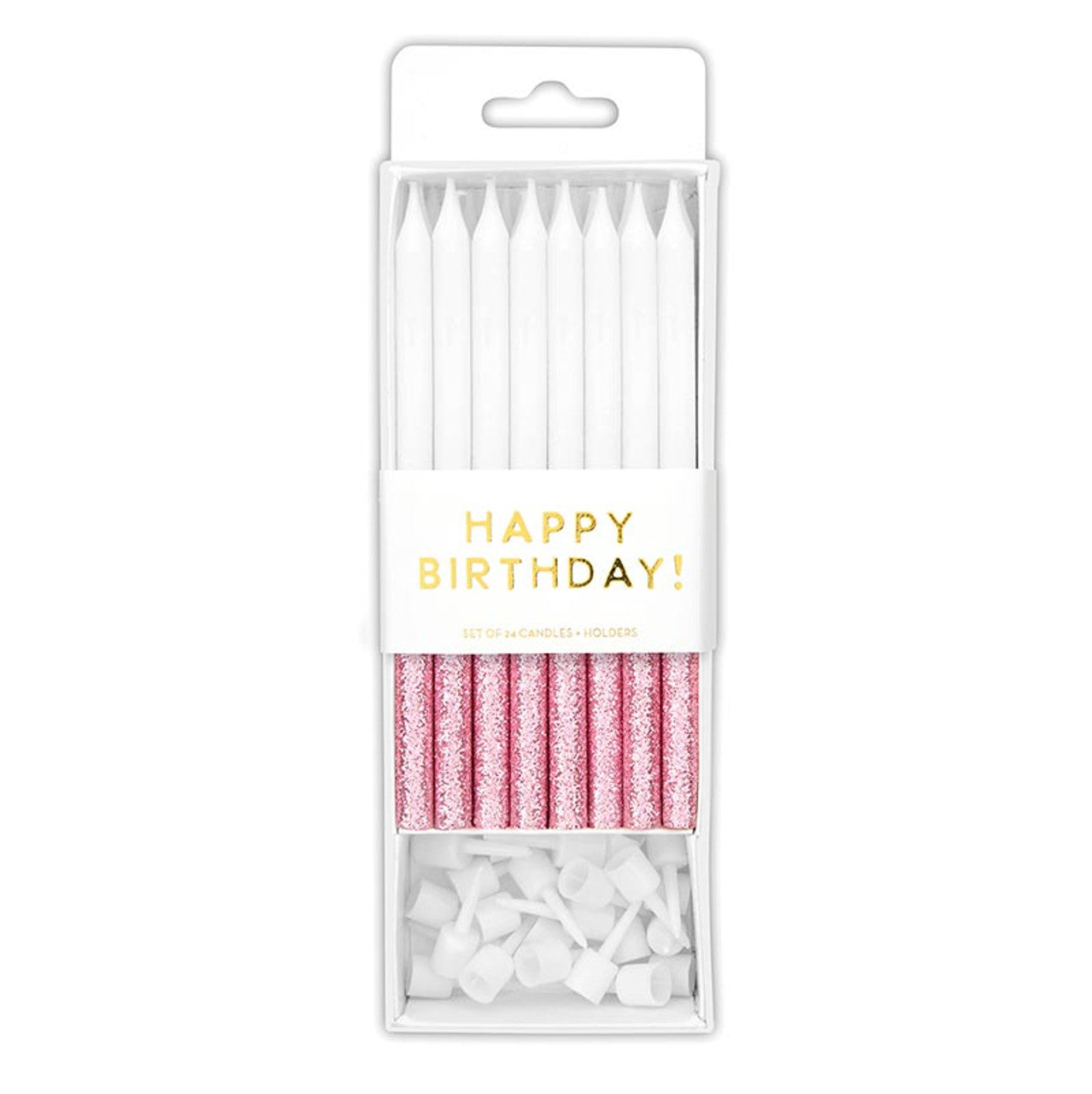 Birthday Candles - Pink Glitter Dip Count/24