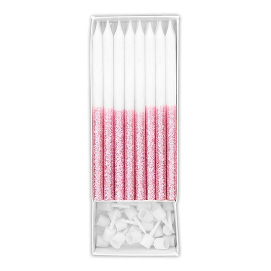 Birthday Candles - Pink Glitter Dip Count/24