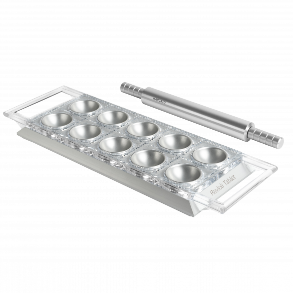 Marcato Ravioli Tablet with Rolling Pin - Silver