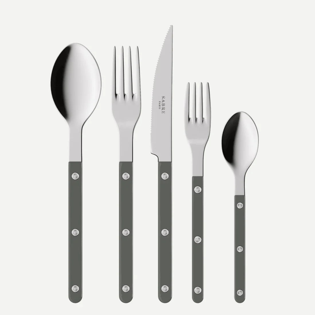Sabre Bistrot Solid Polished 5pc Place Setting - Dark Grey