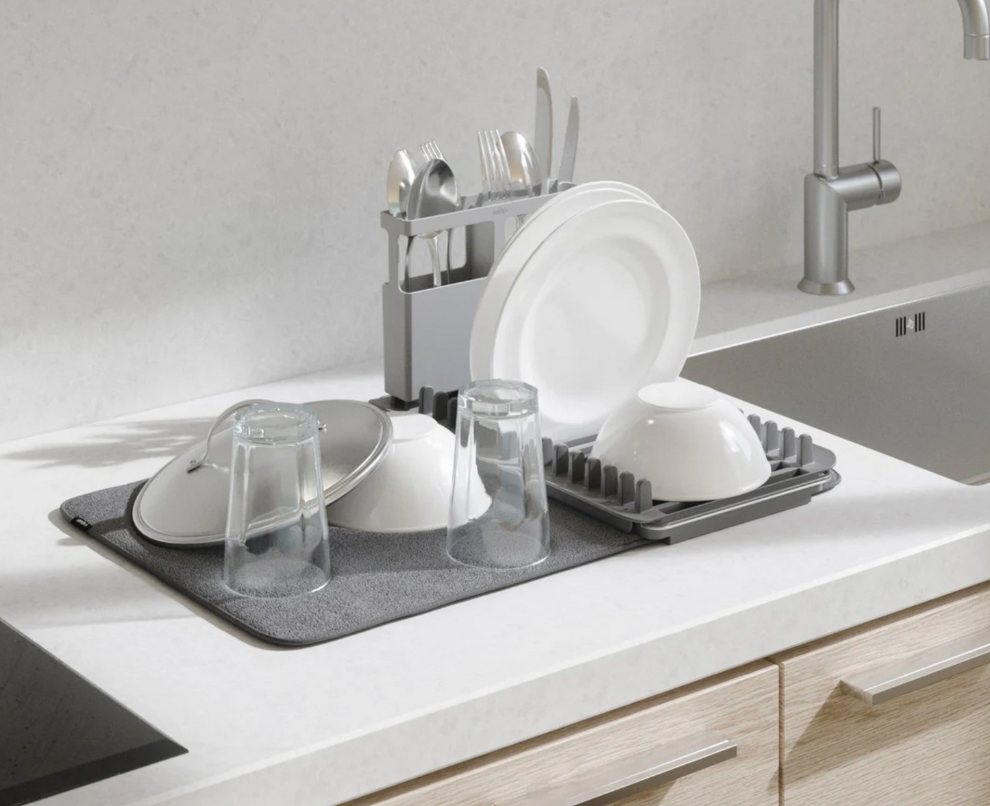 Umbra UDry Over the Sink Dish Rack with Mat - Charcoal