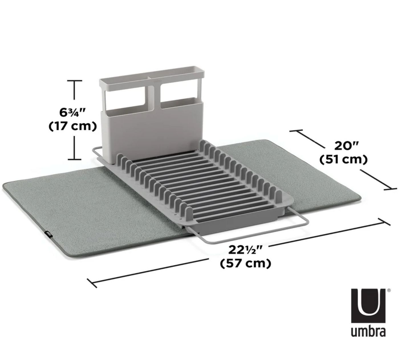 Umbra UDry Over the Sink Dish Rack with Mat - Charcoal