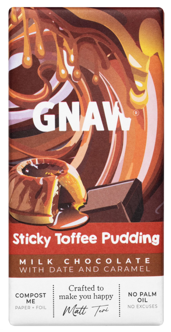 Gnaw Sticky Toffee Milk Chocolate Bar - 80g