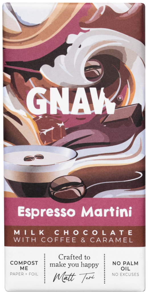 Gnaw Espresso Martini Milk Chocolate Bar - 80g