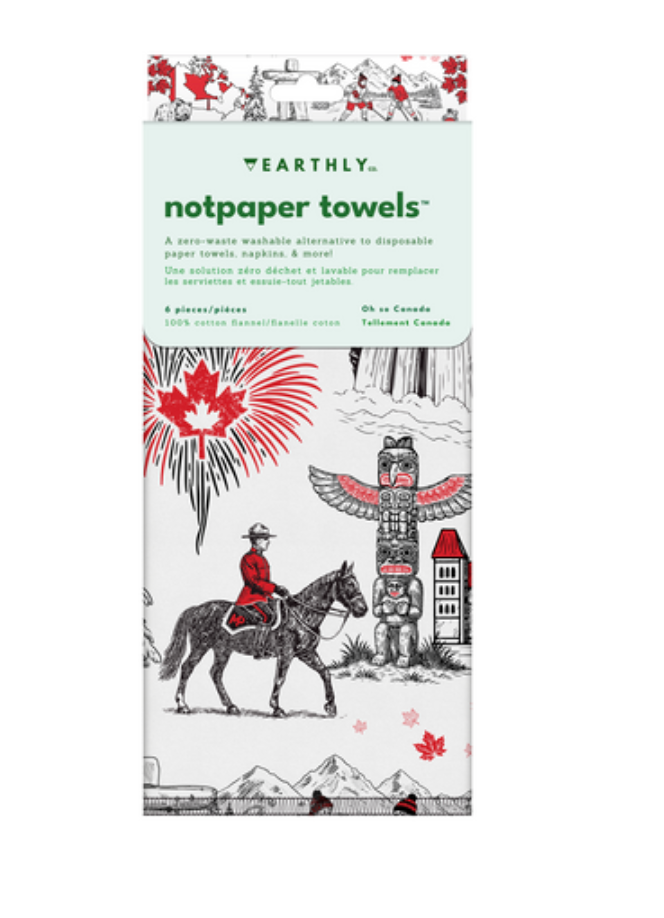 Earthly Co Reusable Paper Towels 6/Pk "O So Canada"