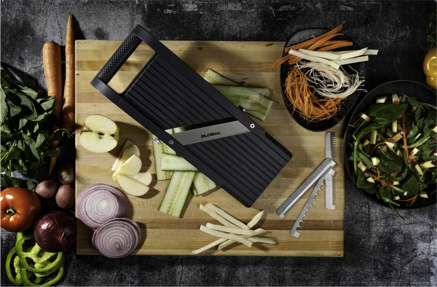 Global 95mm Mandoline With 3 Serration Blades