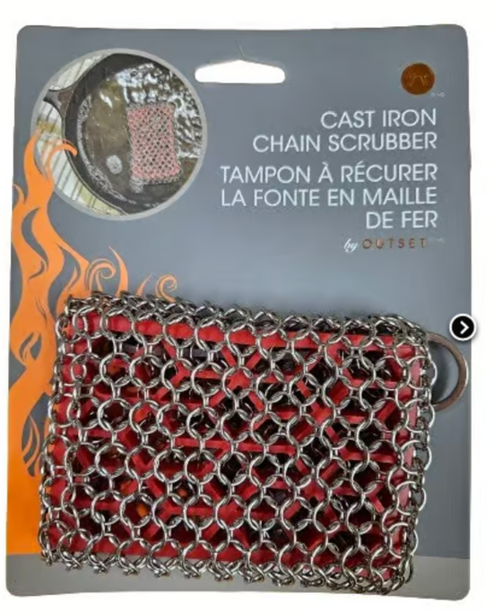 Cast Iron Chain Scrubber w Silicone Pad