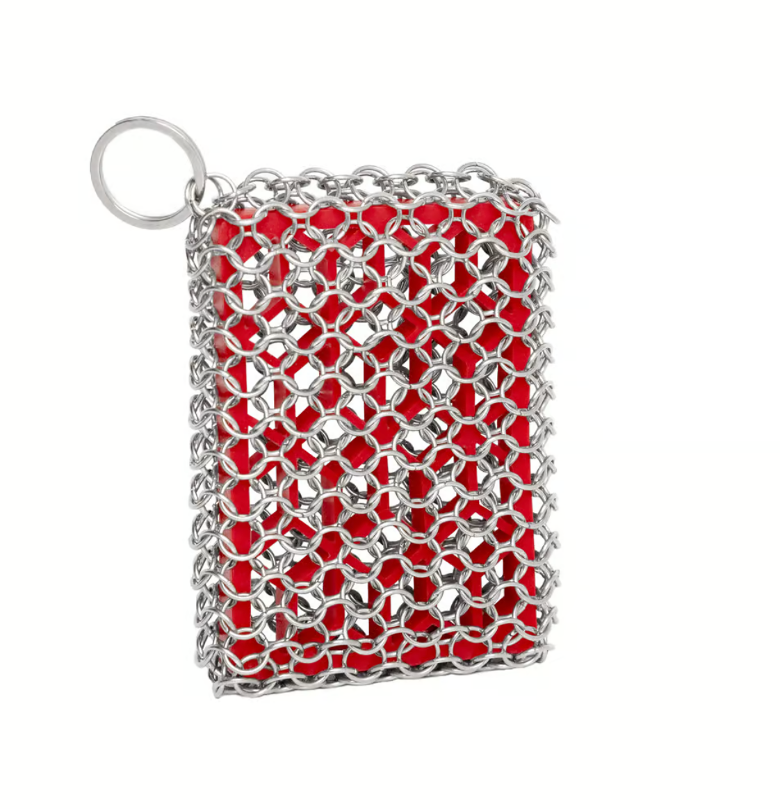 Cast Iron Chain Scrubber w Silicone Pad