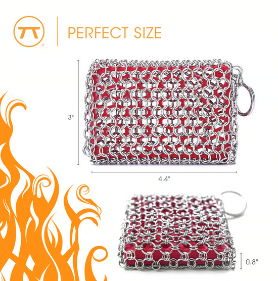 Cast Iron Chain Scrubber w Silicone Pad