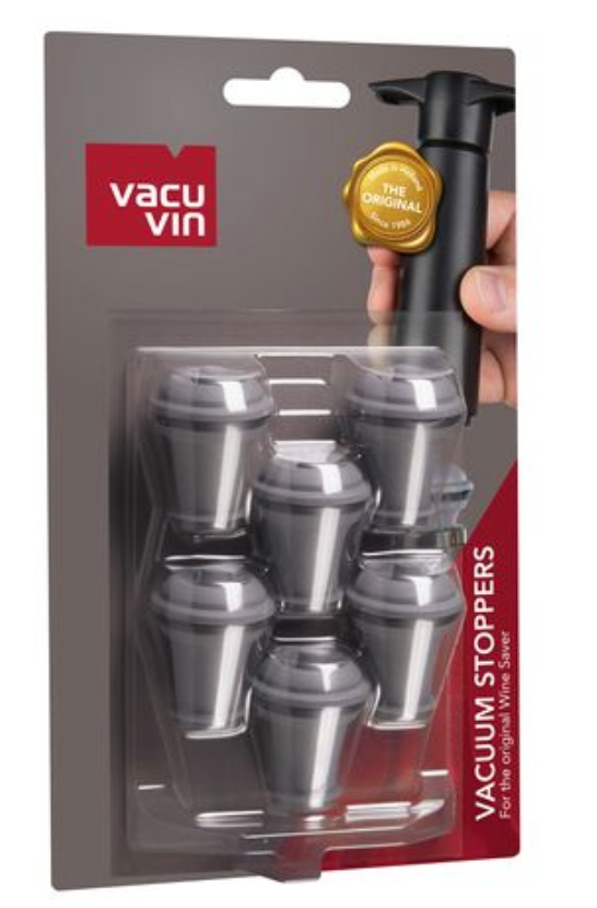 Vacu Vin Vacuum Wine Stopper 6 Pack - Gray