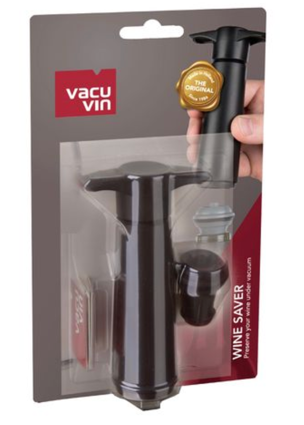 Vacu Vin Wine Saver Set 2/ST Black (1 Pump, 1 Wine Stopper)