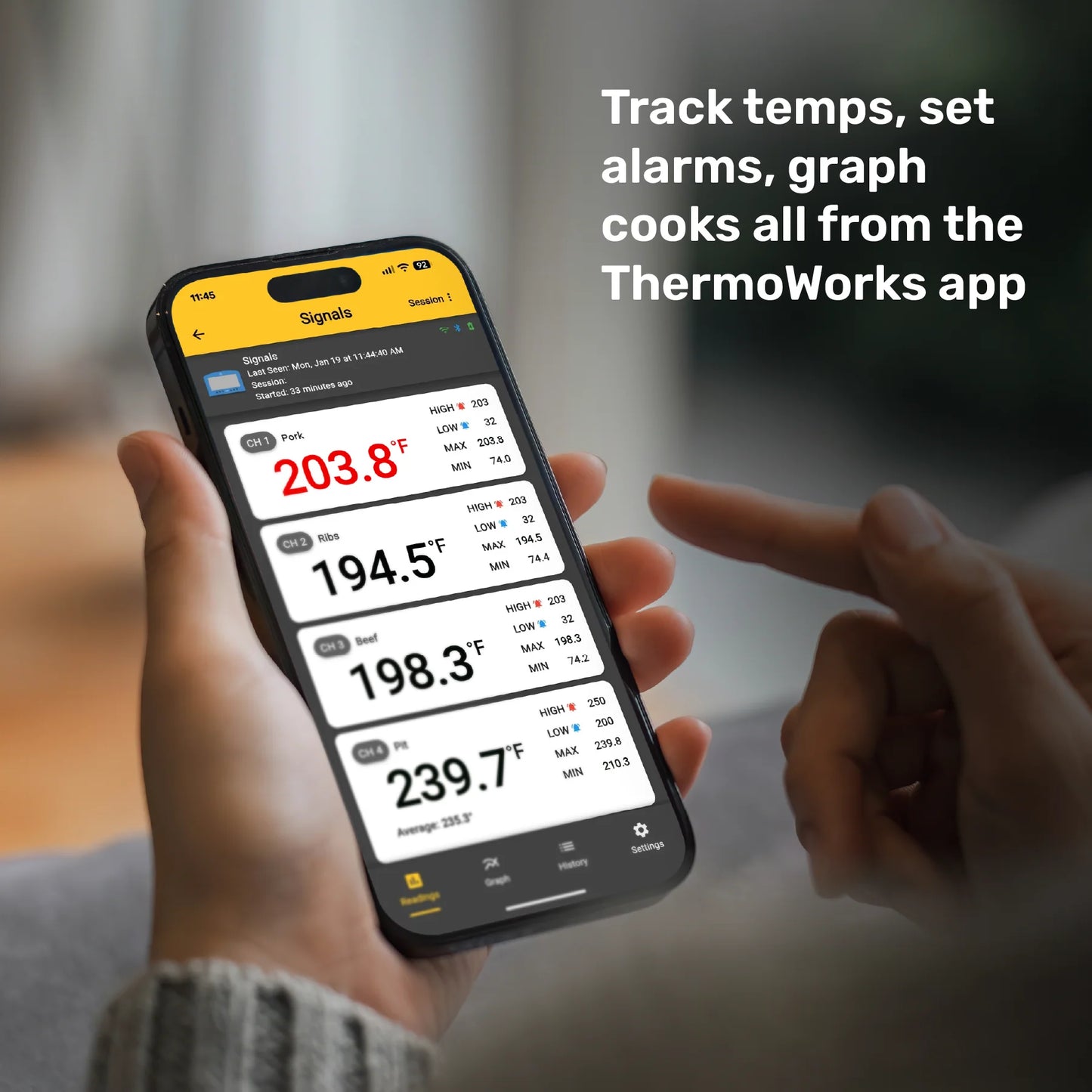 ThermoWorks Signals BBQ Alarm Thermometer with WiFi & Bluetooth Wireless Technology