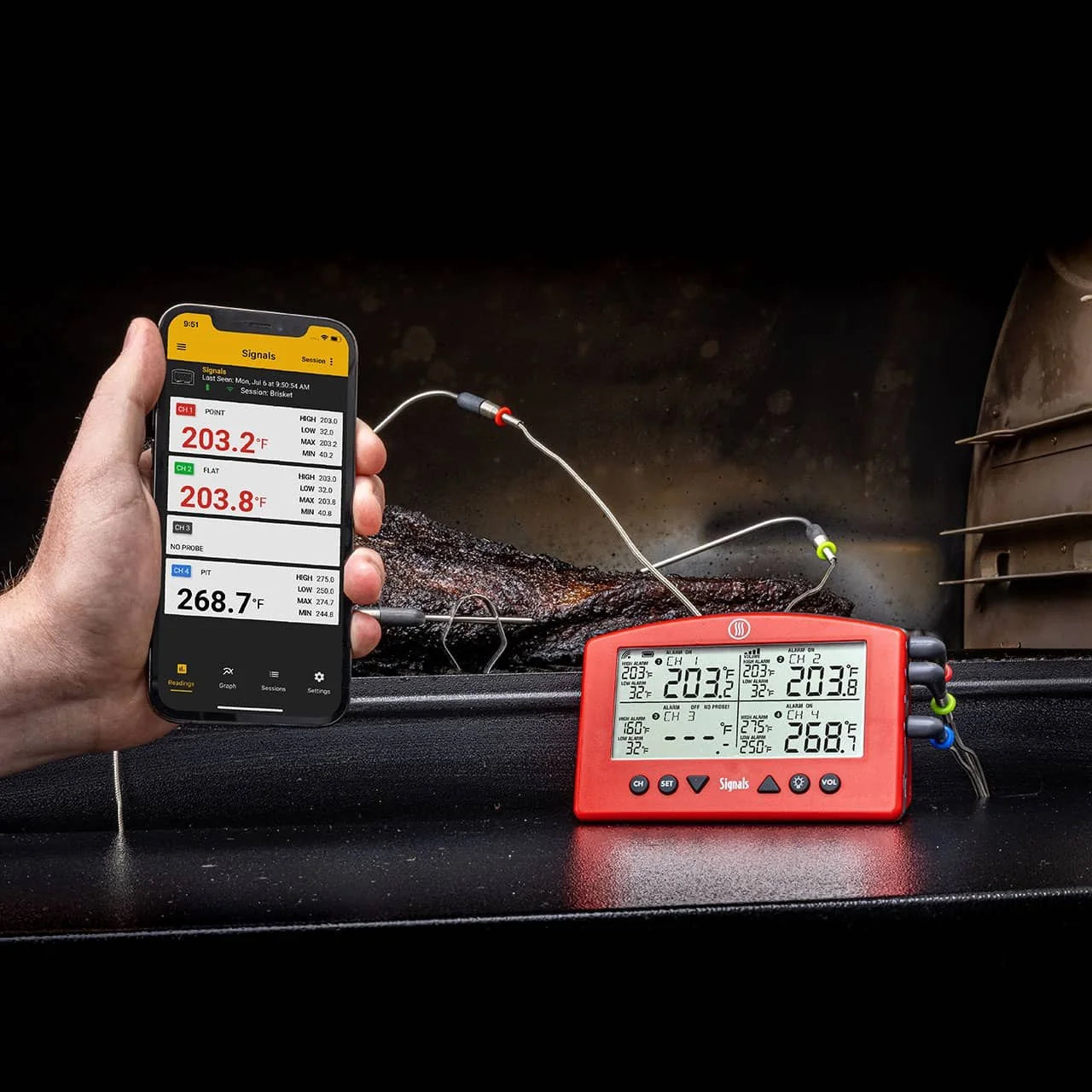 ThermoWorks Signals BBQ Alarm Thermometer with WiFi & Bluetooth Wireless Technology
