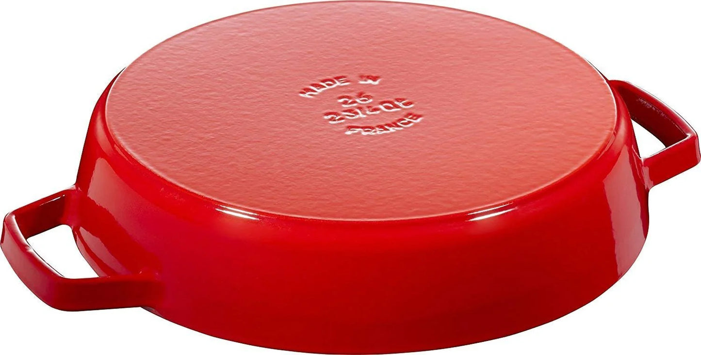 Staub 10"/26cm Double Handled Fry Pan - Cherry Red *b/o until end Feb 2026*