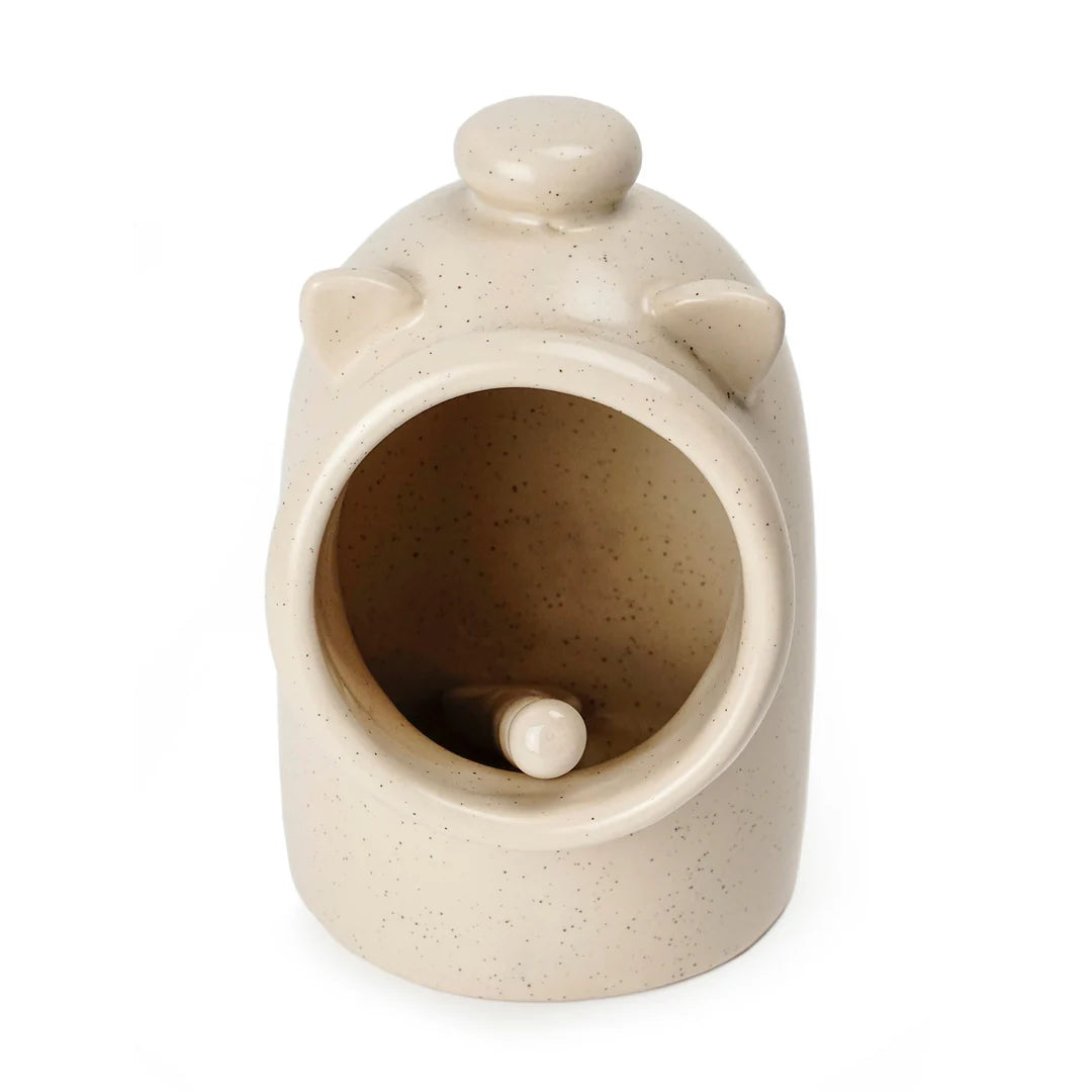 Stoneware Salt Pig w/spoon Oat