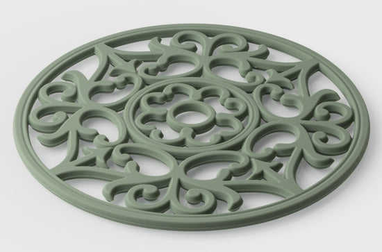 Round Vintage Silicone Trivet - Sage
