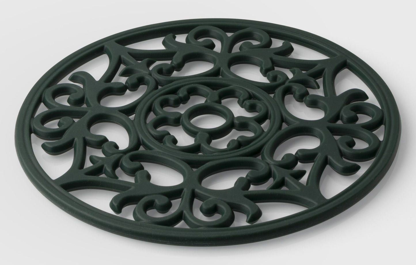 Round Vintage Silicone Trivet - Racing Green
