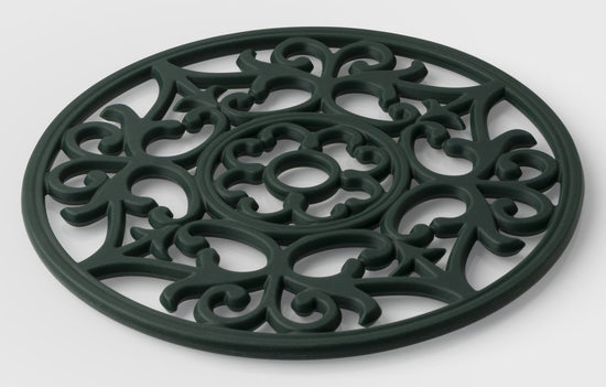 Round Vintage Silicone Trivet - Racing Green