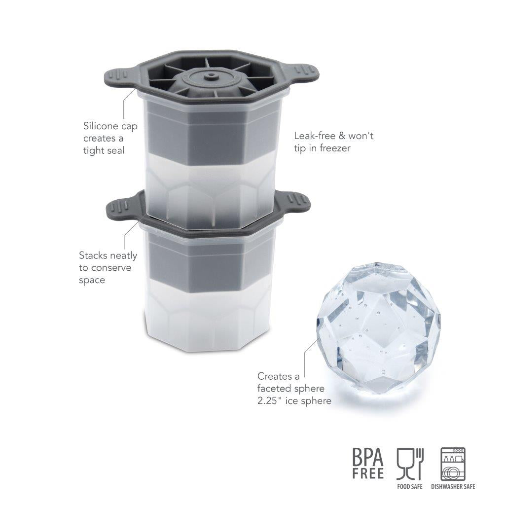 Tovolo Faceted Sphere Ice Mold S/2 - Charcoal