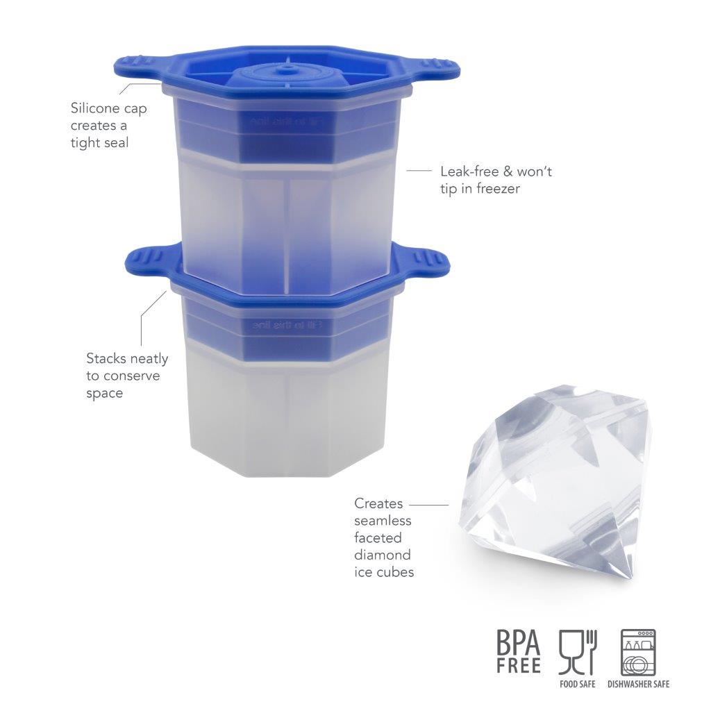 Tovolo Faceted Diamond Ice Mold S/2 - Capri Blue