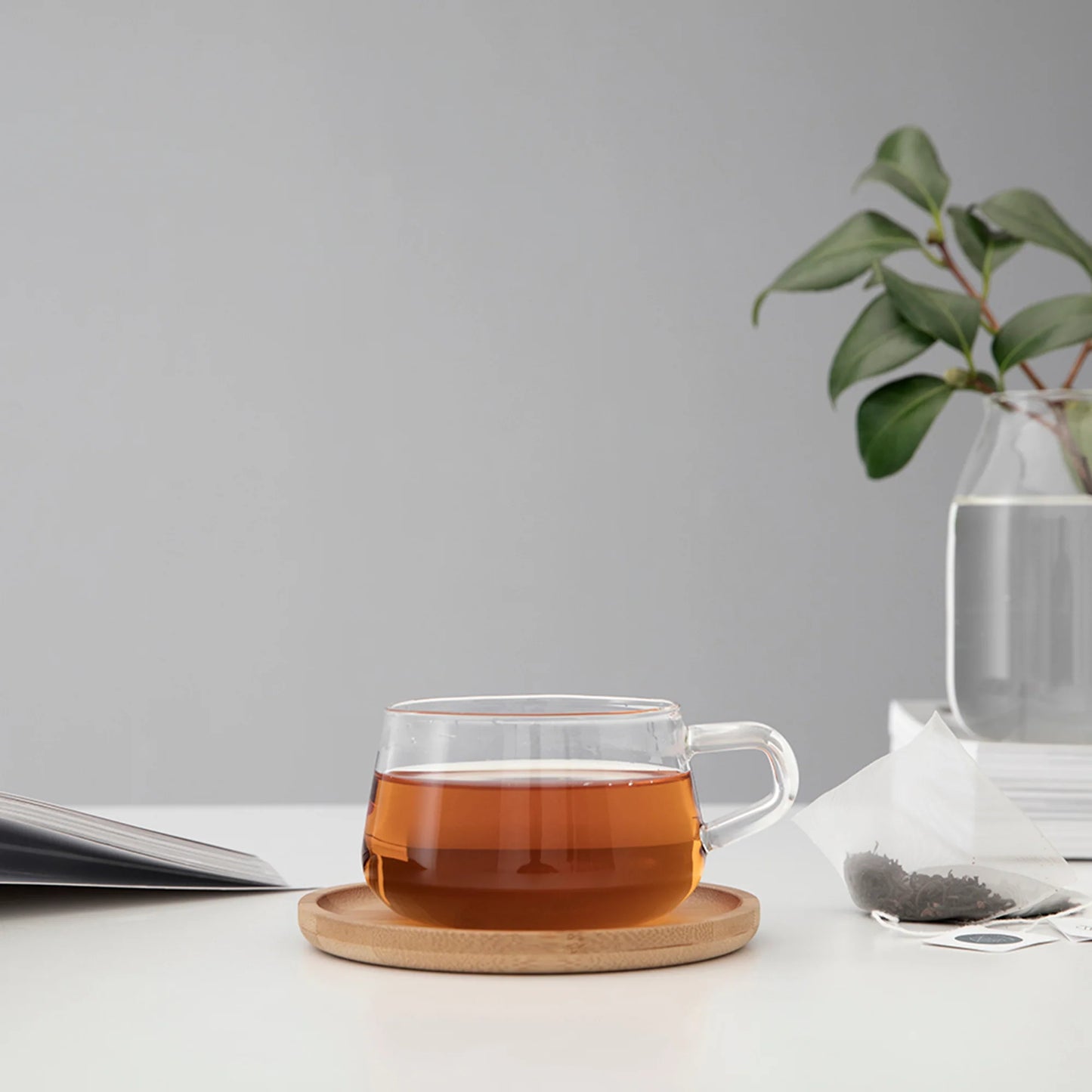 VIVA Classic Glass Tea Cup and Bamboo Saucer (40% OFF *FINAL SALE*)