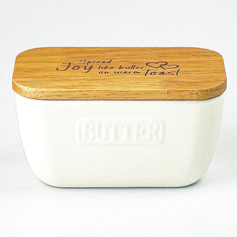 Butter Dish - Spread The Joy White