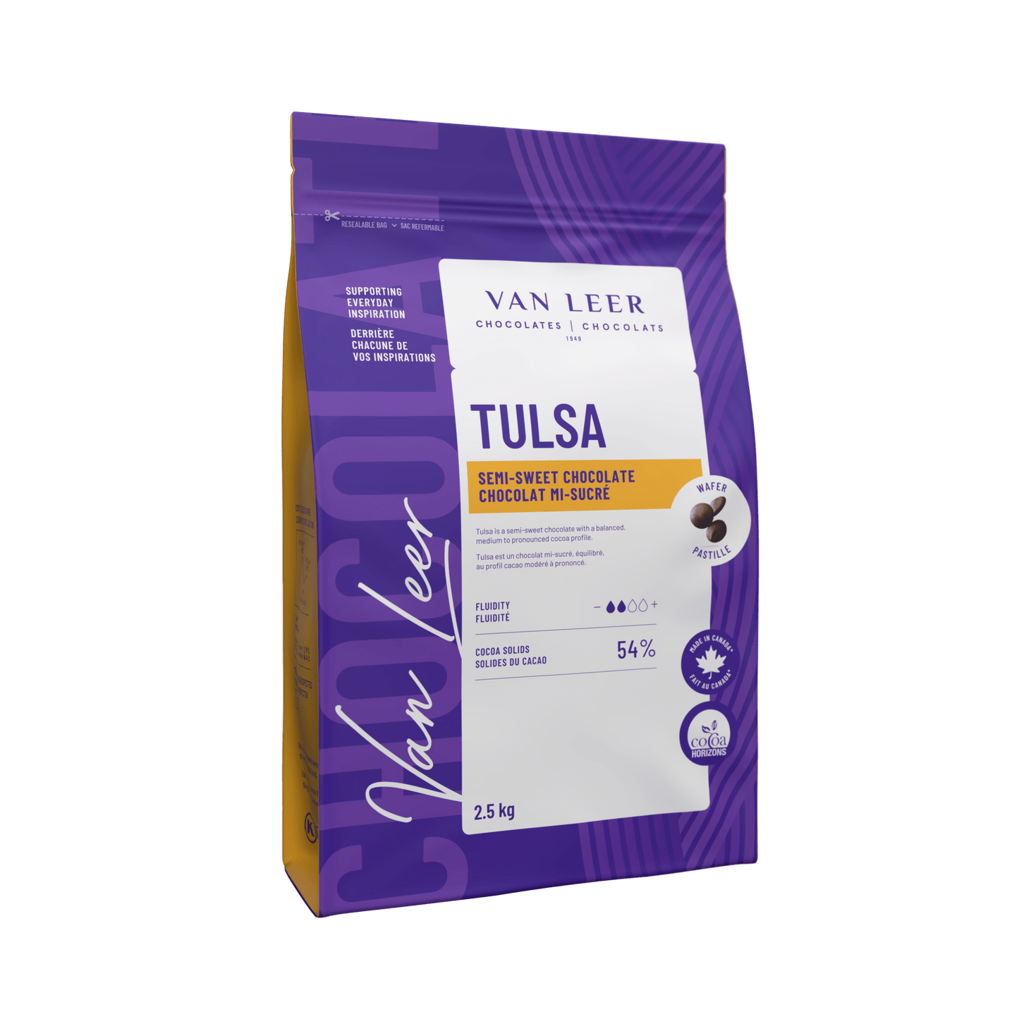 Van Leer Tulsa 54% Semi-Sweet Couverture Chocolate - 2.5kg