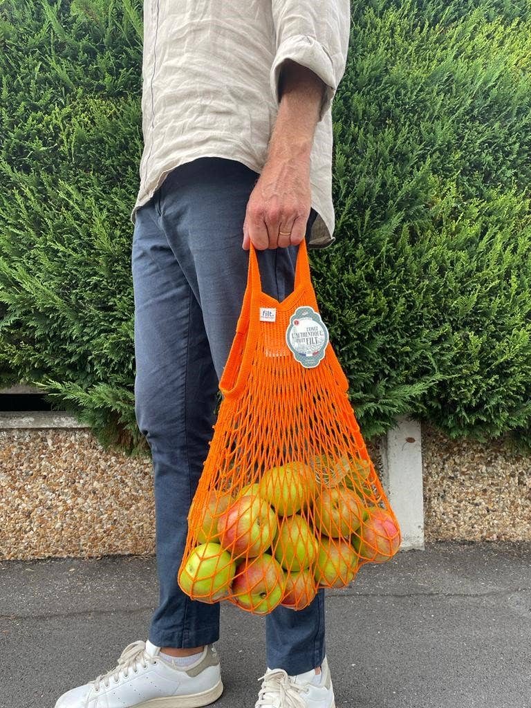 Net Shopping Bag Orange Azteque small handles