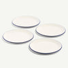Made In 10.5" Dinner Plates 4pc - White with Navy Rim