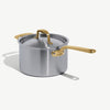 Made In 4 Qt Stainless Steel Saucepan with Lid and Antique Brass Handle