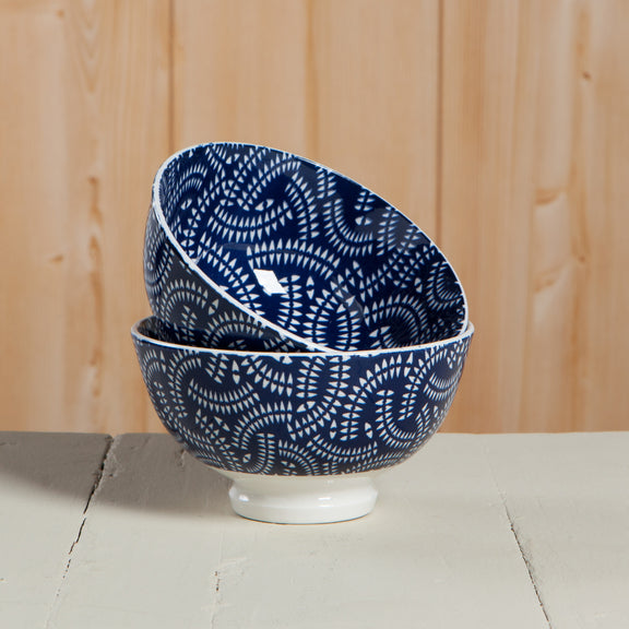 Bowl Stamped 4" - Indigo Geo