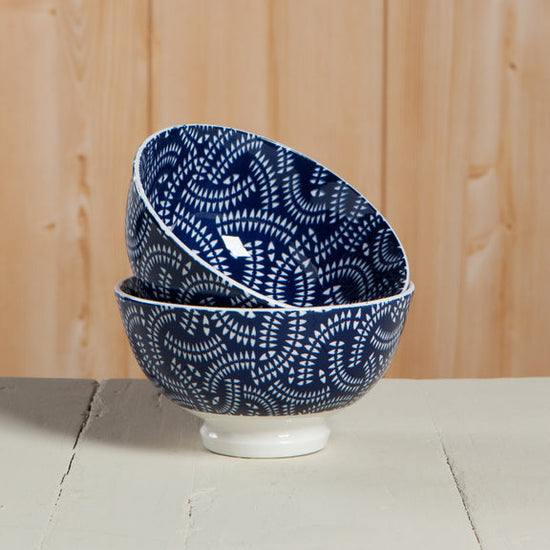 Bowl Stamped 4" - Indigo Geo