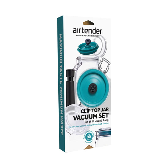 Airtender Clip-Top Vacuum Lid Set of 3 + 1 Pump